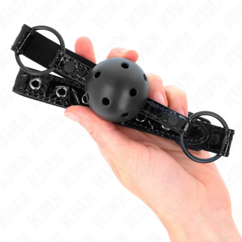 KINK - MORDAZA DE BOLA 4.5 CM CON PATRÓN DE DIAMANTE MODELO 3 64.5 CM AJUSTABLE 42- 60 CM KINK COLLAR & GAG