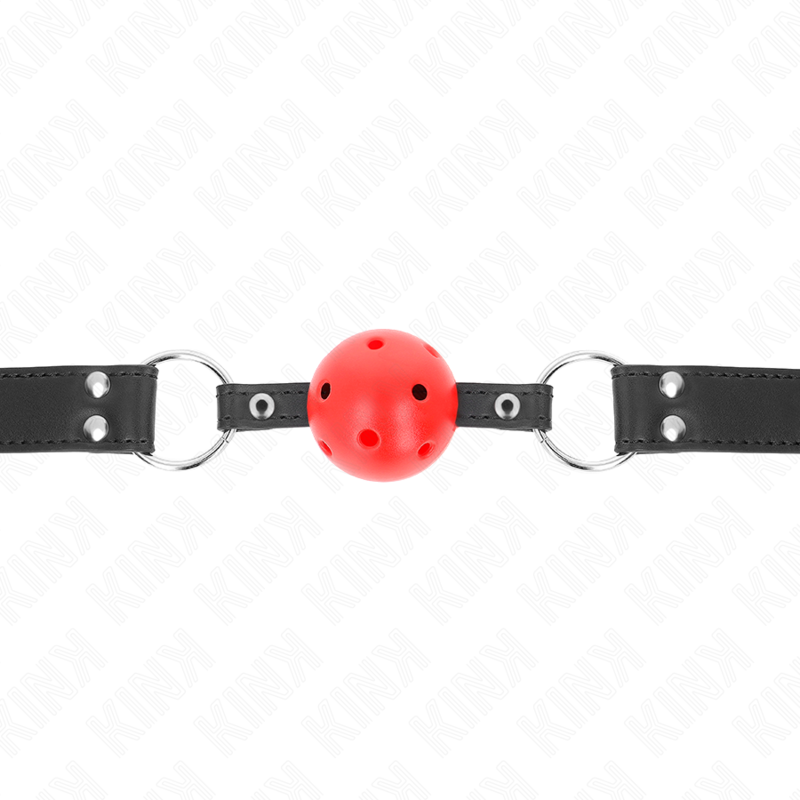 KINK - MORDAZA DE BOLA 4 CM TRANSPIRABLE CON DOBLE REMACHE DE CUERO 62 x 2.5 CM AJUSTABLE 42-58 CM KINK COLLAR & GAG