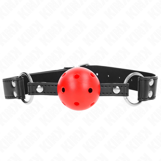 KINK - MORDAZA DE BOLA 4 CM TRANSPIRABLE CON DOBLE REMACHE DE CUERO 62 x 2.5 CM AJUSTABLE 42-58 CM KINK COLLAR & GAG