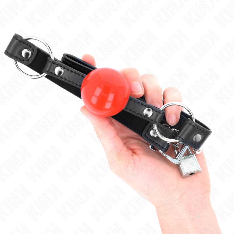 KINK - MORDAZA DE BOLA 4 CM CON CANDADO BOLA ROJA CORREA NEGRA 60 x 2 CM KINK COLLAR & GAG