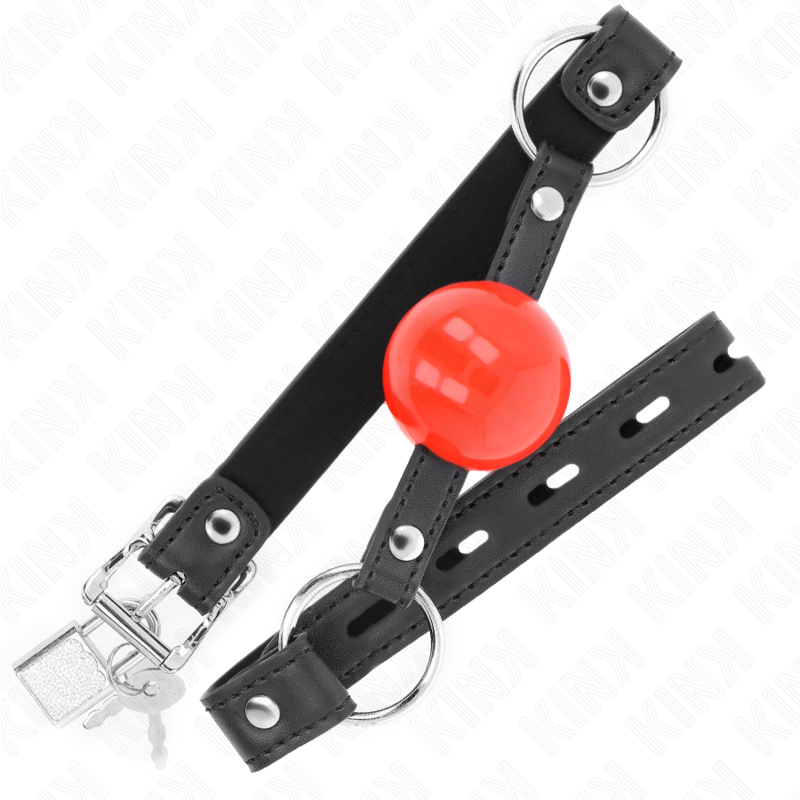KINK - MORDAZA DE BOLA 4 CM CON CANDADO BOLA ROJA CORREA NEGRA 60 x 2 CM KINK COLLAR & GAG