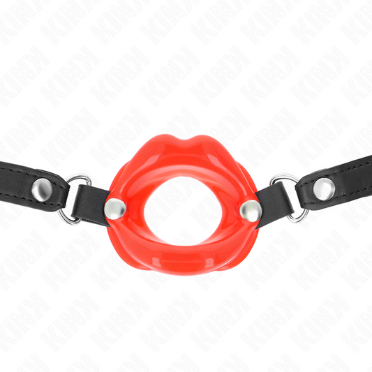KINK - MORDAZA LABIAL 8 CM CON CORREA DE POLIPIEL ROJO 63 x 2 CM AJUSTABLE 39-58 CM KINK COLLAR & GAG