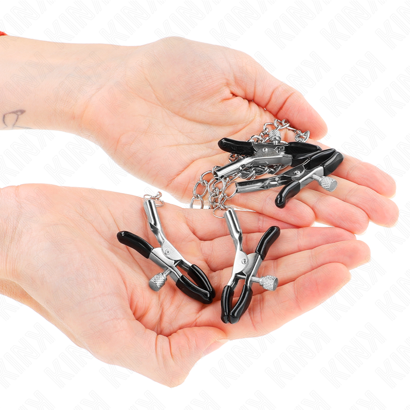 KINK - PINZAS PARA PEZONES Y CLÍTORIS 4 ENGANCHES AJUSTABLE PLATEADO KINK NIPPLE GRIP