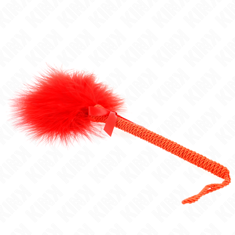 KINK - MASAJEADOR DE CUERDA DE NAILON CON PLUMAS PARA COSQUILLAS Y LAZO ROJO 25 CM KINK IMPACT & TOUCH
