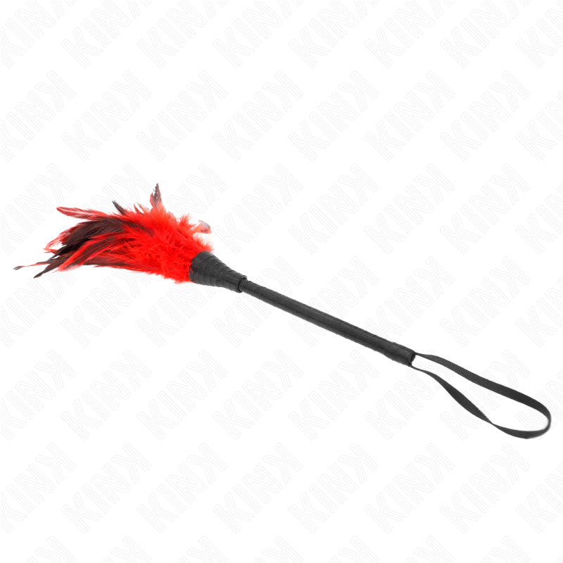 KINK - PLUMAS DE POLLO PARA COSQUILLAS CON FORMA CUERNO DE CRIADA ROJO 36 CM KINK IMPACT & TOUCH
