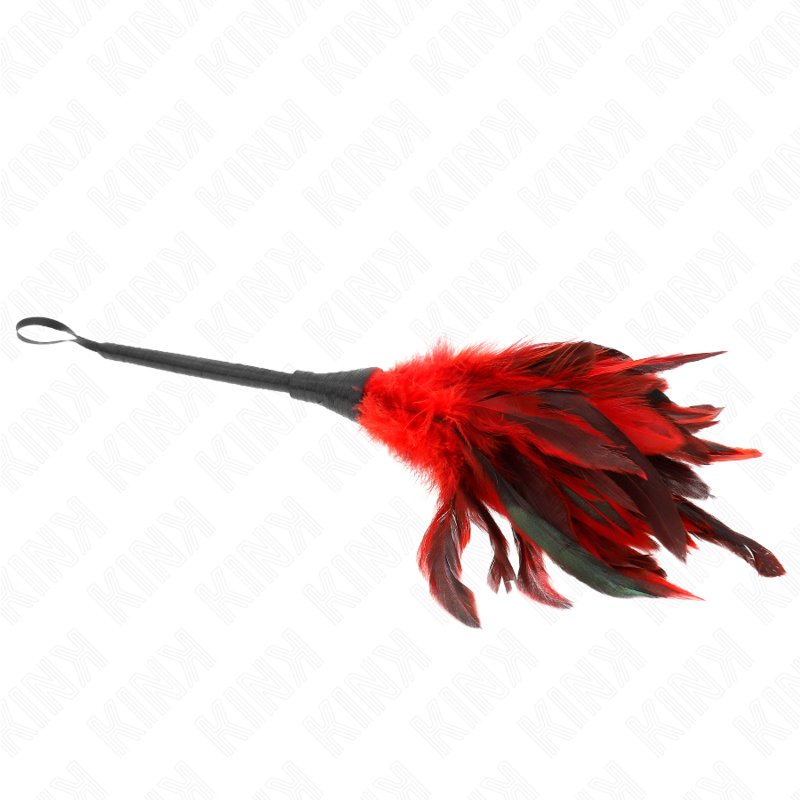 KINK - PLUMAS DE POLLO PARA COSQUILLAS CON FORMA CUERNO DE CRIADA ROJO 36 CM KINK IMPACT & TOUCH
