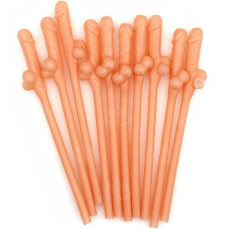 DIABLO PICANTE - 10 PAJITAS FORMA DE PENE DIABLO PICANTE