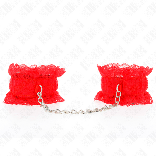 KINK - MUÑEQUERAS ELÁSTICAS DE ENCAJE ROJO KINK WRIST RESTRAINT
