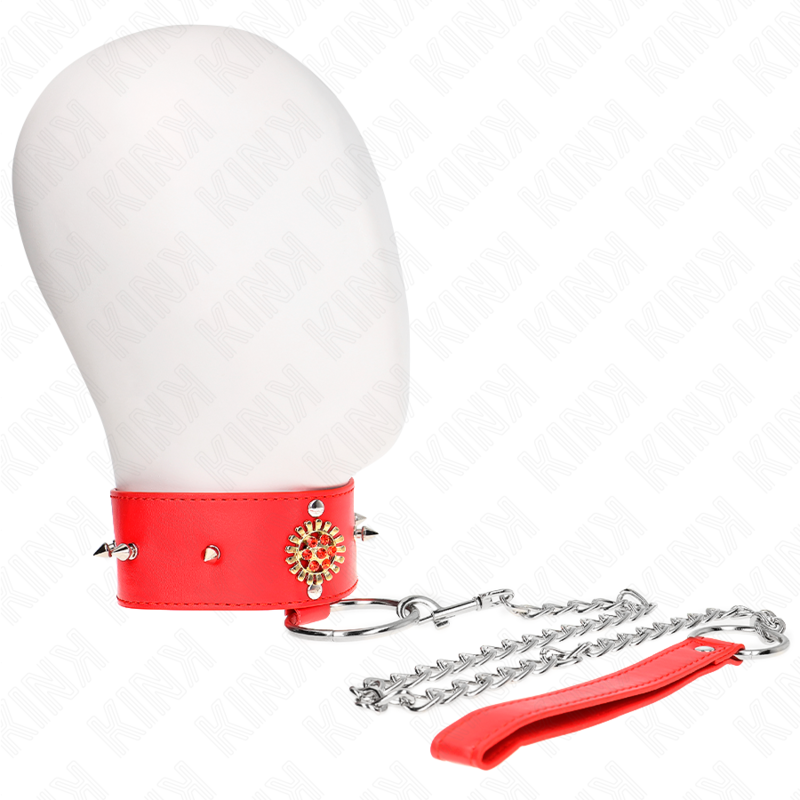 KINK - COLLAR CON CORREA 65 CM CUELLO DE DIAMANTES ROJO AJUSTABLE 35-51 CM X 7 CM KINK COLLAR & GAG