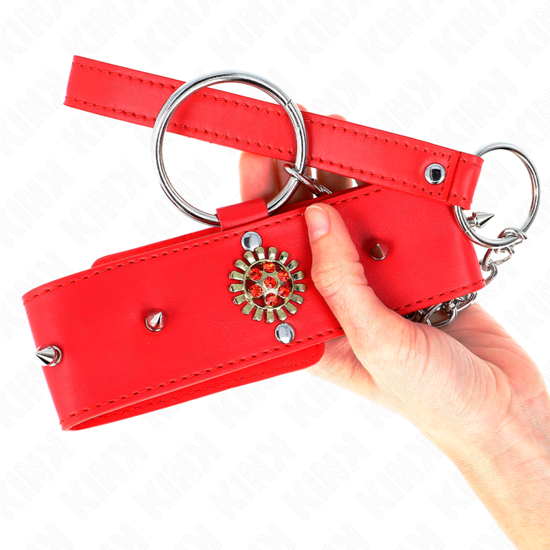 KINK - COLLAR CON CORREA 65 CM CUELLO DE DIAMANTES ROJO AJUSTABLE 35-51 CM X 7 CM KINK COLLAR & GAG