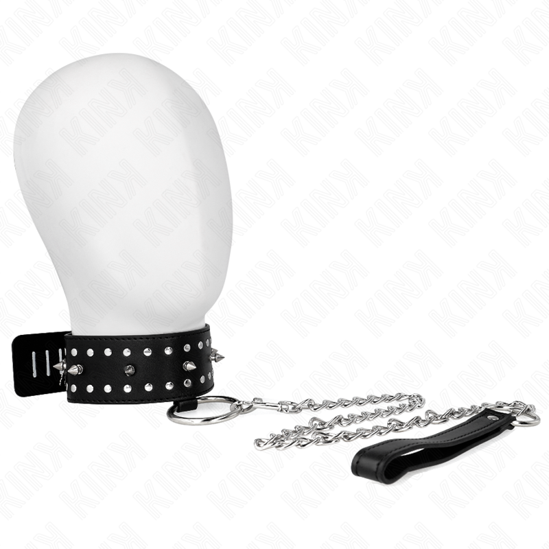 KINK - COLLAR CON CORREA 65 CM CON TACHUELAS PLATEADAS MODELO 1 AJUSTABLE 36-43 CM X 5 CM KINK COLLAR & GAG