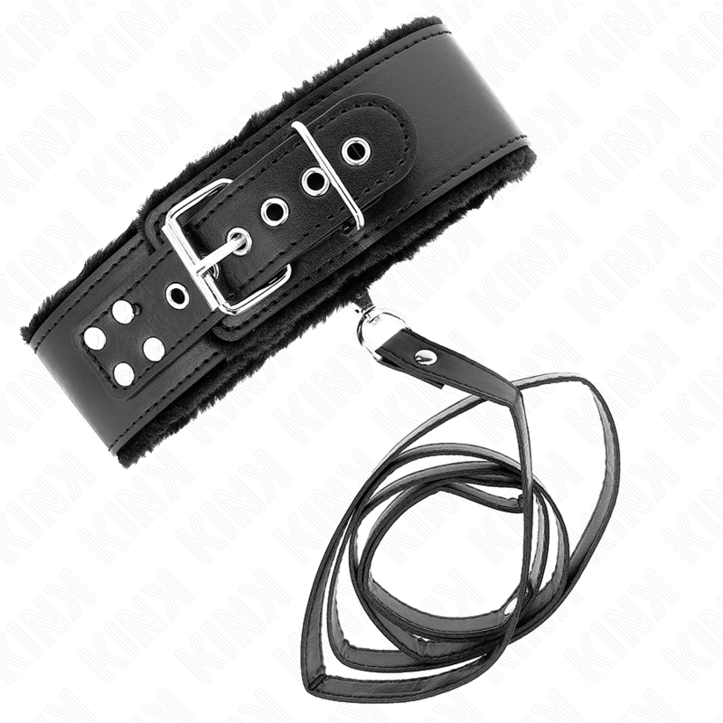 KINK - COLLAR CON CORREA 116 CM CON TACHUELAS PLATEADAS MODELO 4 NEGRO AJUSTABLE 40-48 CM X 6 CM KINK COLLAR & GAG
