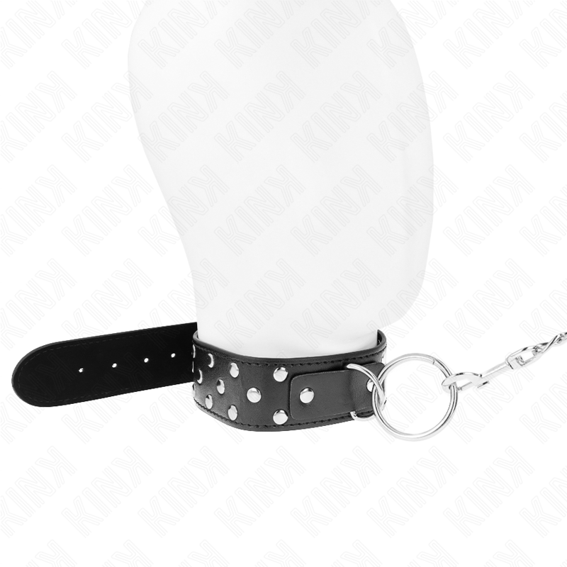 KINK - COLLAR CON CORREA 65 CM REMACHE ANILLA NEGRO AJUSTABLE 36-50 CM X 3.8 CM KINK COLLAR & GAG