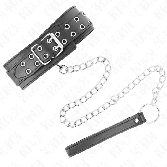 KINK - COLLAR CON CORREA 65 CM HEBILLAS PLATEADAS AJUSTABLE 33-46 CM X 5.5 CM KINK COLLAR & GAG