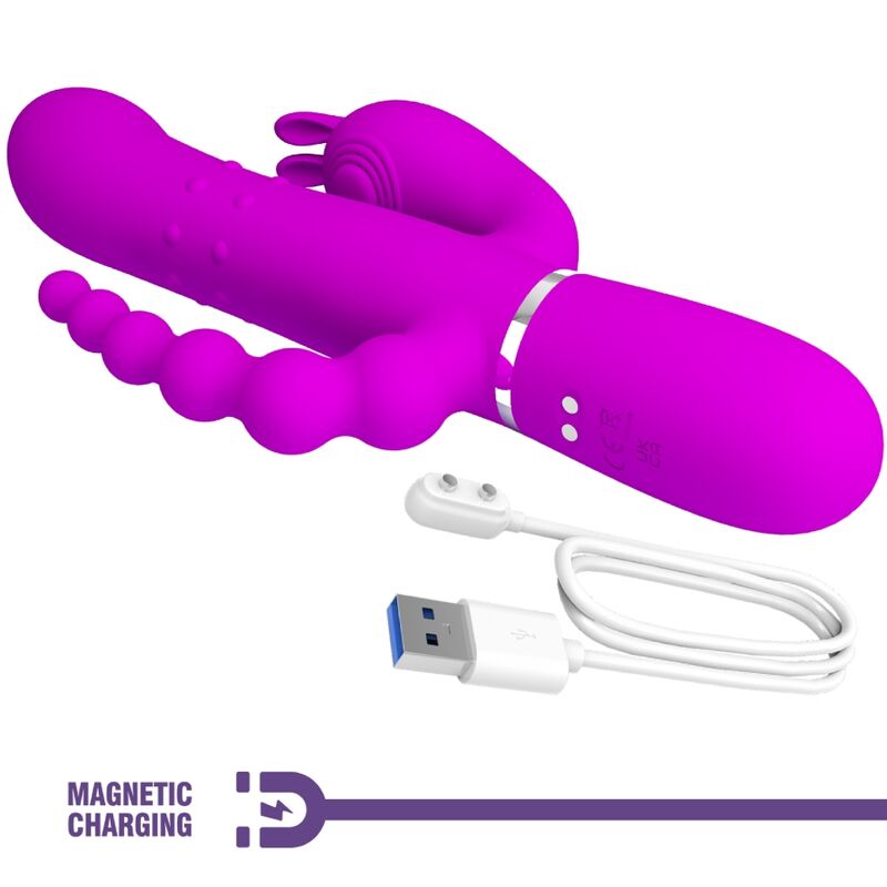 PRETTY LOVE - CAMMY TRIPLE VIBRADOR MULTIFUNCIÓN 4 EN 1 ROSA PRETTY LOVE FLIRTATION