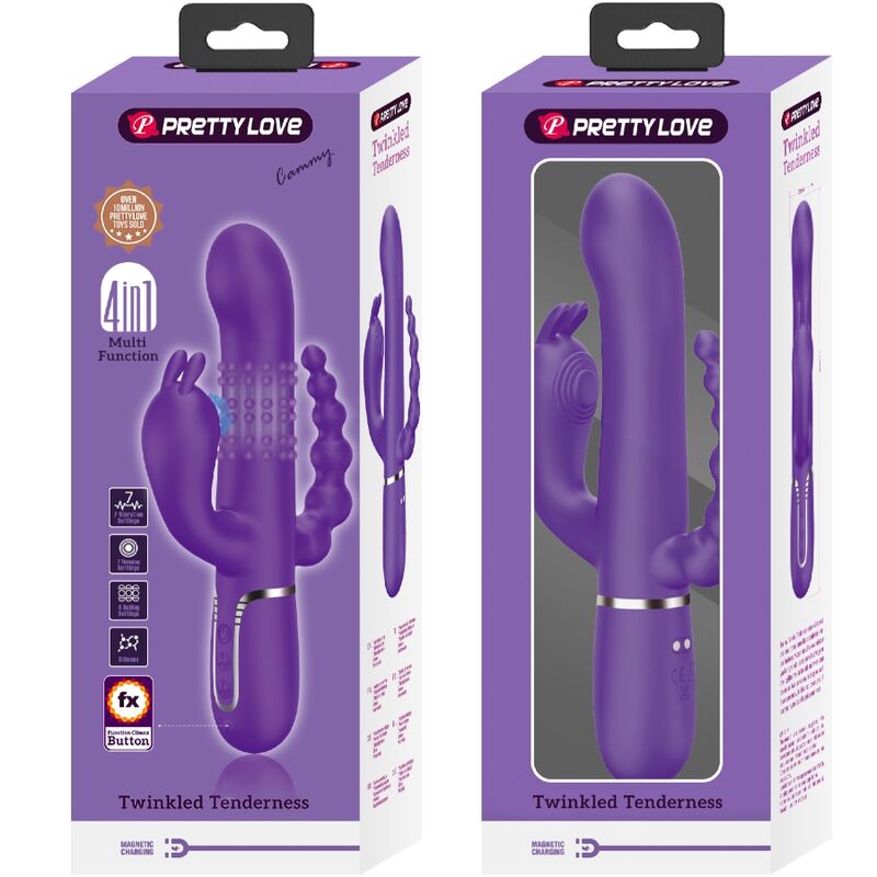 PRETTY LOVE - CAMMY TRIPLE VIBRADOR MULTIFUNCIÓN 4 EN 1 MORADO PRETTY LOVE FLIRTATION