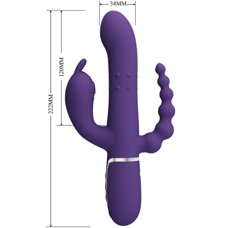 PRETTY LOVE - CAMMY TRIPLE VIBRADOR MULTIFUNCIÓN 4 EN 1 MORADO PRETTY LOVE FLIRTATION