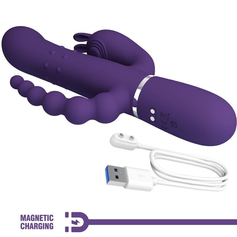 PRETTY LOVE - CAMMY TRIPLE VIBRADOR MULTIFUNCIÓN 4 EN 1 MORADO PRETTY LOVE FLIRTATION