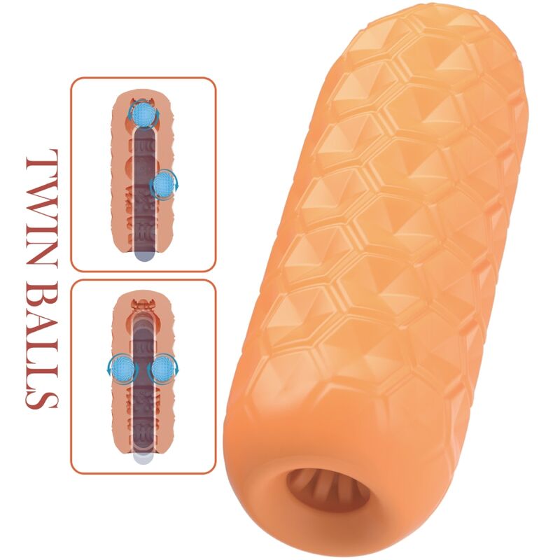 PRETTY LOVE - TWIN BALLS MASTURBADOR MASCULINO NARANJA PRETTY LOVE FLIRTATION