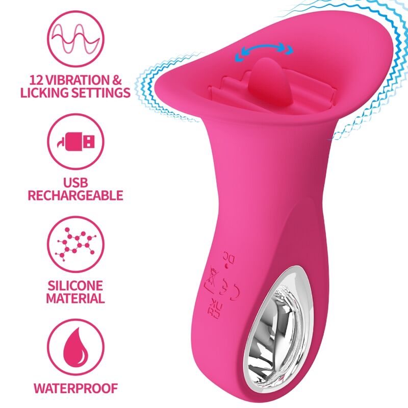 PRETTY LOVE - CLYDE VIBRADOR ORAL LENGUA VIBRADORA 12 VIBRACIONES ROSA PRETTY LOVE FLIRTATION