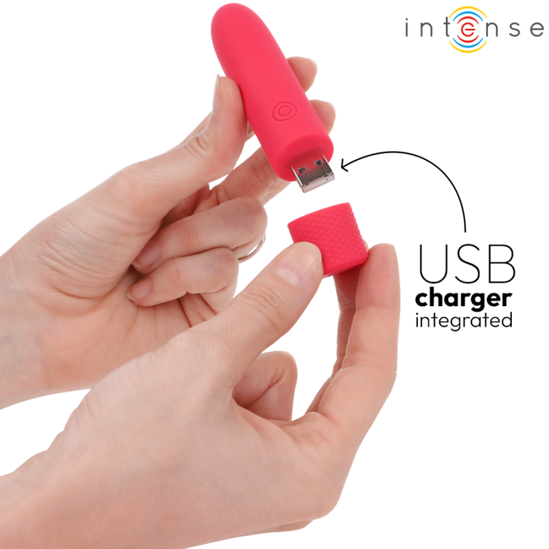 INTENSE - SYMONE BALA VIBRADORA RECARGABLE POR USB 8 VIBRACIONES ROJO 10 X 2.2 CM INTENSE FUN