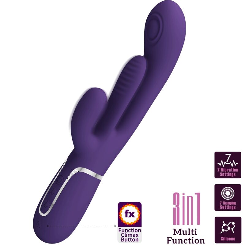 PRETTY LOVE - SHANIA TRIPLE VIBRADOR RABBIT MULTIFUNCIÓN MORADO PRETTY LOVE