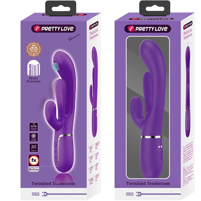 PRETTY LOVE - SHANIA TRIPLE VIBRADOR RABBIT MULTIFUNCIÓN MORADO PRETTY LOVE