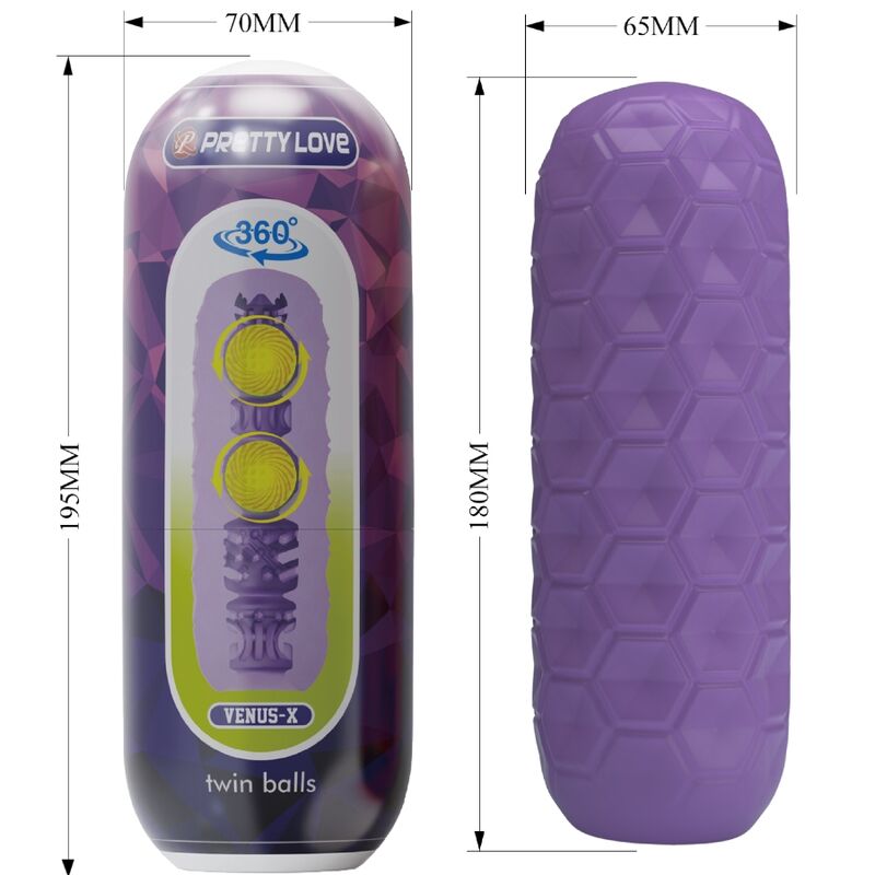 PRETTY LOVE - TWIN BALLS MASTURBADOR MASCULINO MORADO PRETTY LOVE