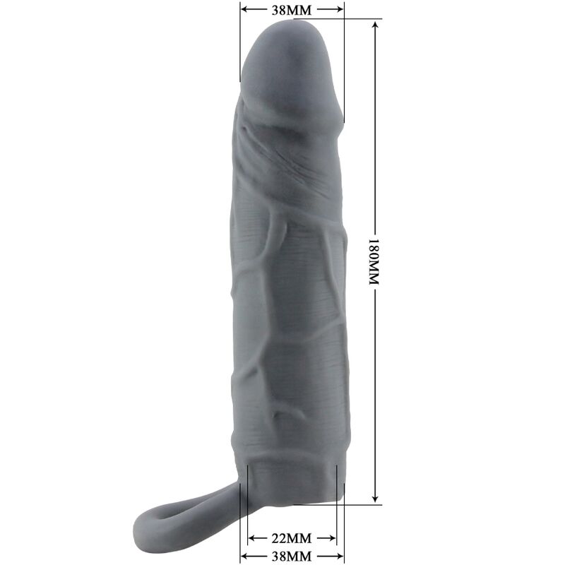 PRETTY LOVE - FUNDA DE PENE DE PIEL REALÍSTICA GRIS OSCURO PRETTY LOVE