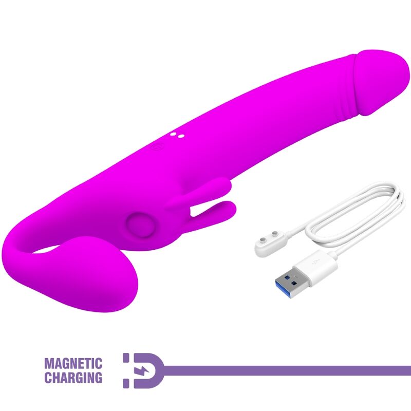 PRETTY LOVE - ZANINI DILDO STRAP-ON SIN ARNÉS 10 VIBRACIONES MORADO PRETTY LOVE