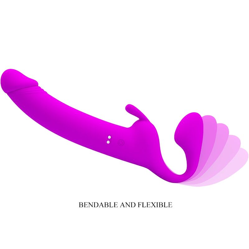 PRETTY LOVE - ZANINI DILDO STRAP-ON SIN ARNÉS 10 VIBRACIONES MORADO PRETTY LOVE