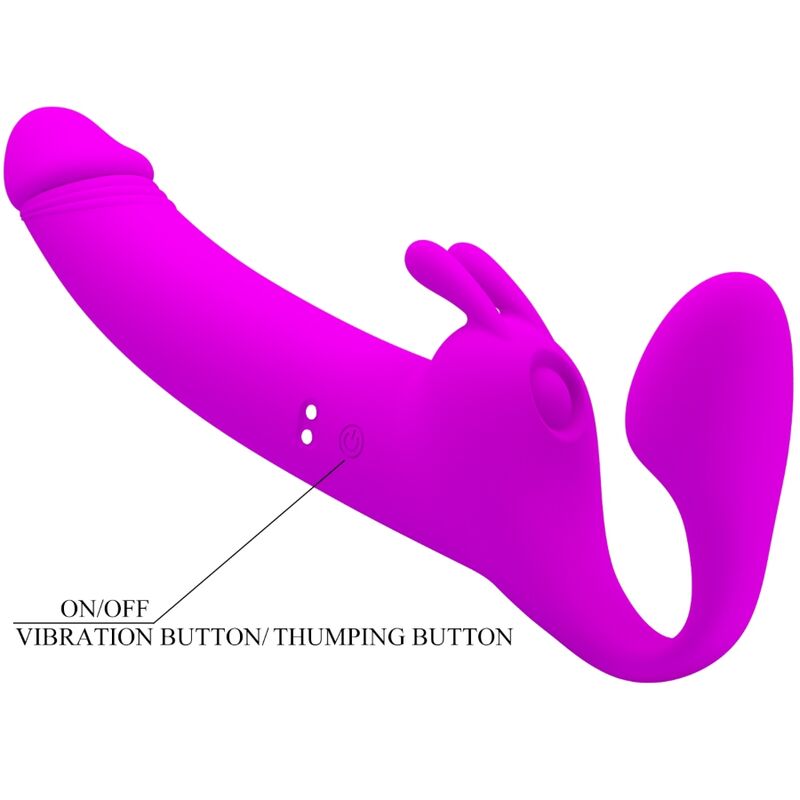 PRETTY LOVE - ZANINI DILDO STRAP-ON SIN ARNÉS 10 VIBRACIONES MORADO PRETTY LOVE