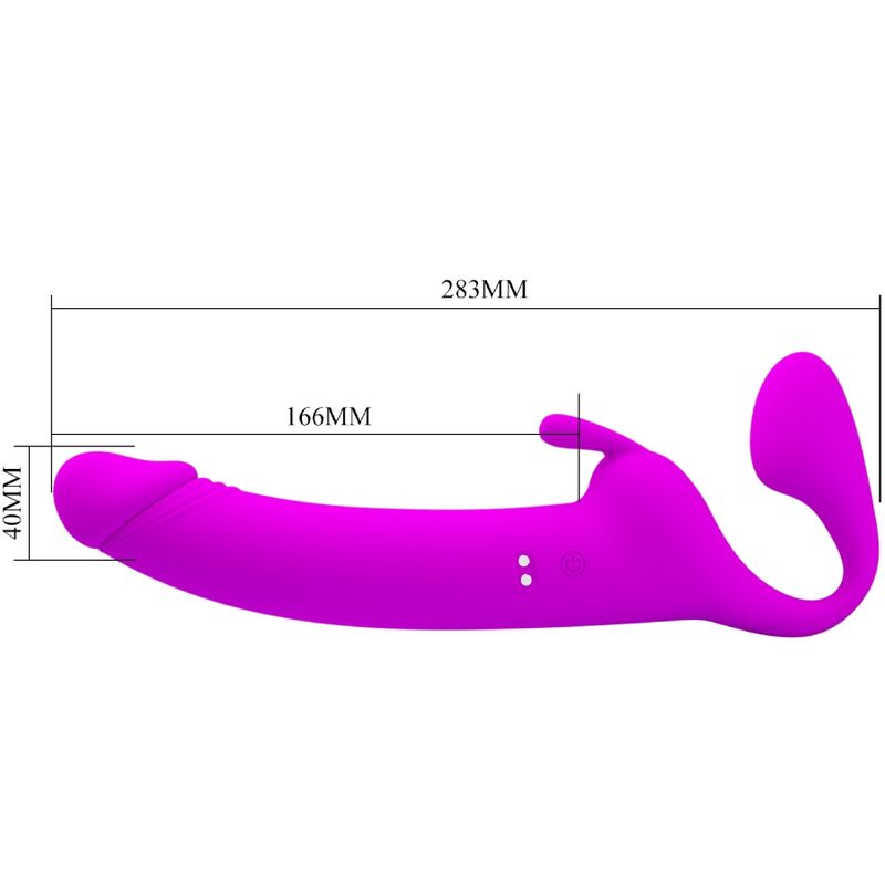 PRETTY LOVE - ZANINI DILDO STRAP-ON SIN ARNÉS 10 VIBRACIONES MORADO PRETTY LOVE