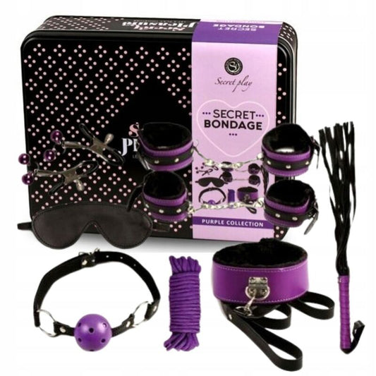 SECRETPLAY - BDSM SET 8PCS LILA / NEGRO SECRETPLAY 100% FETISH