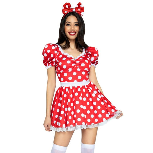LEG AVENUE - VESTIDO DE LUNARES + DIADEMA ROJO/BLANCO M LEG AVENUE COSTUMES