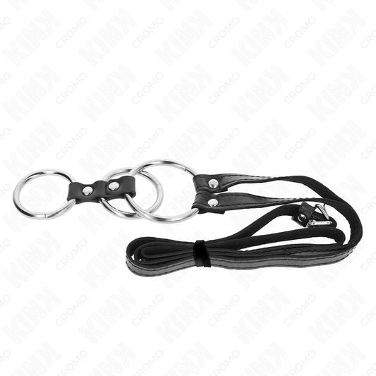 KINK - ANILLO PENE METAL TRIPLE 3.8 CM A 5 CM CON CINTURÓN POLIPIEL 112 CM KINK RING POWER
