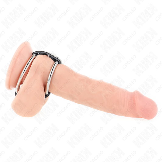 KINK - ANILLO PENE METAL DOBLE 3.8 CM A 5 CM CONECTADOS CON CUERO KINK RING POWER