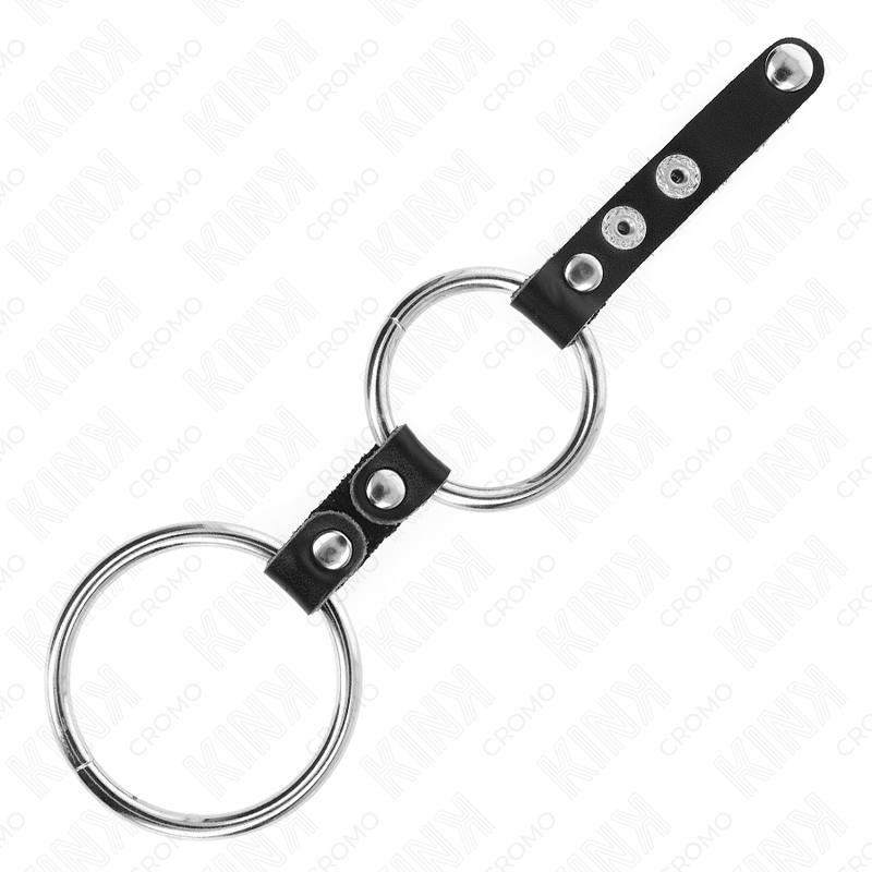 KINK - ANILLO PENE DOBLE 3.8 CM A 5 CM CONECTADOS POR CUERO KINK RING POWER