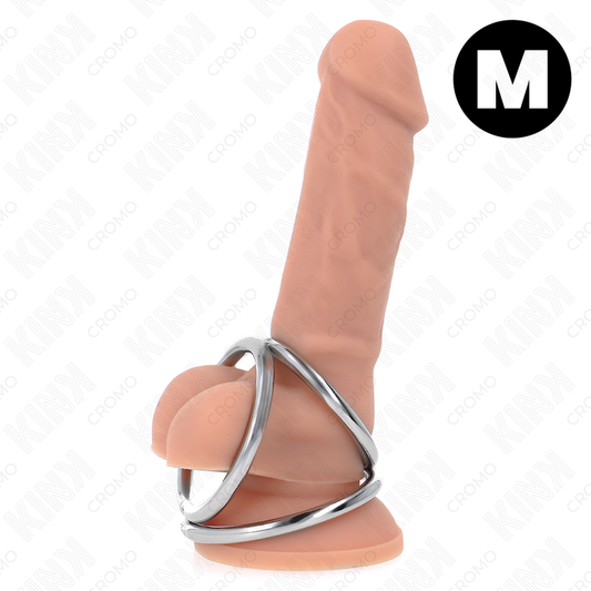 KINK - ANILLO PENE TRIPLE METAL CROMADO 3.8 CM A 5 CM MODELO 2 KINK RING POWER