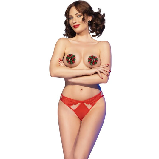 CHILIROSE - CR 4839 SET NAVIDEÑO PEZONERAS + PANTIES ROJO L/XL CHILIROSE SETS