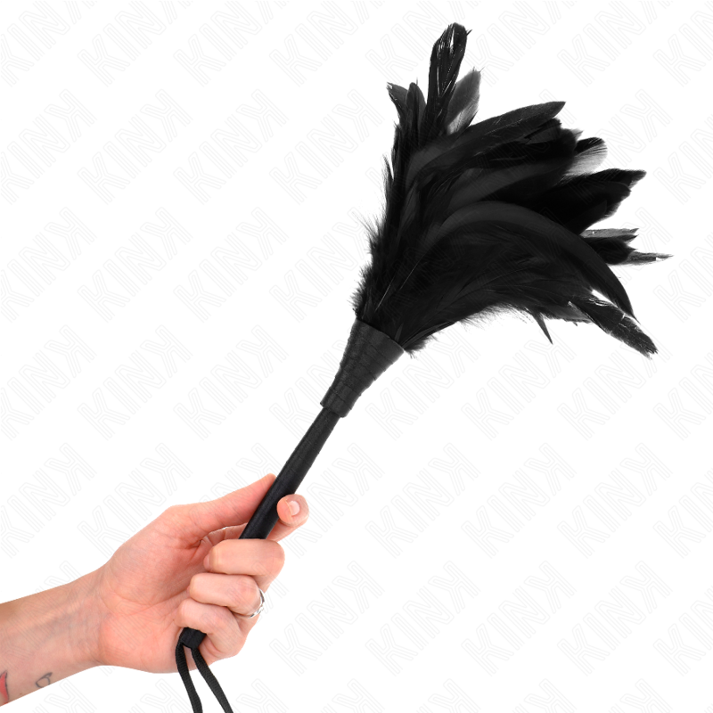 KINK - PLUMAS DE POLLO PARA COSQUILLAS CON FORMA CUERNO DE CRIADA NEGRO 36 CM KINK IMPACT & TOUCH