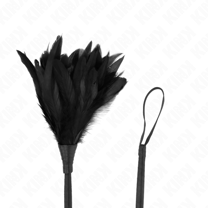 KINK - PLUMAS DE POLLO PARA COSQUILLAS CON FORMA CUERNO DE CRIADA NEGRO 36 CM KINK IMPACT & TOUCH