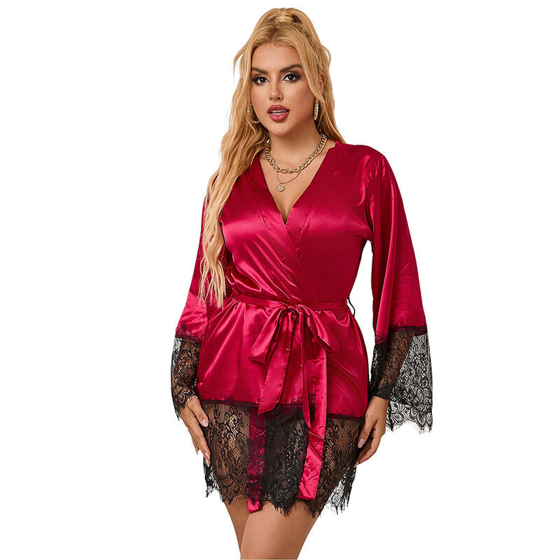 SUBBLIME - 953829 ELEGANTE CAMISON  DE ENCAJE + TANGA ROJO L/XL SUBBLIME SETS