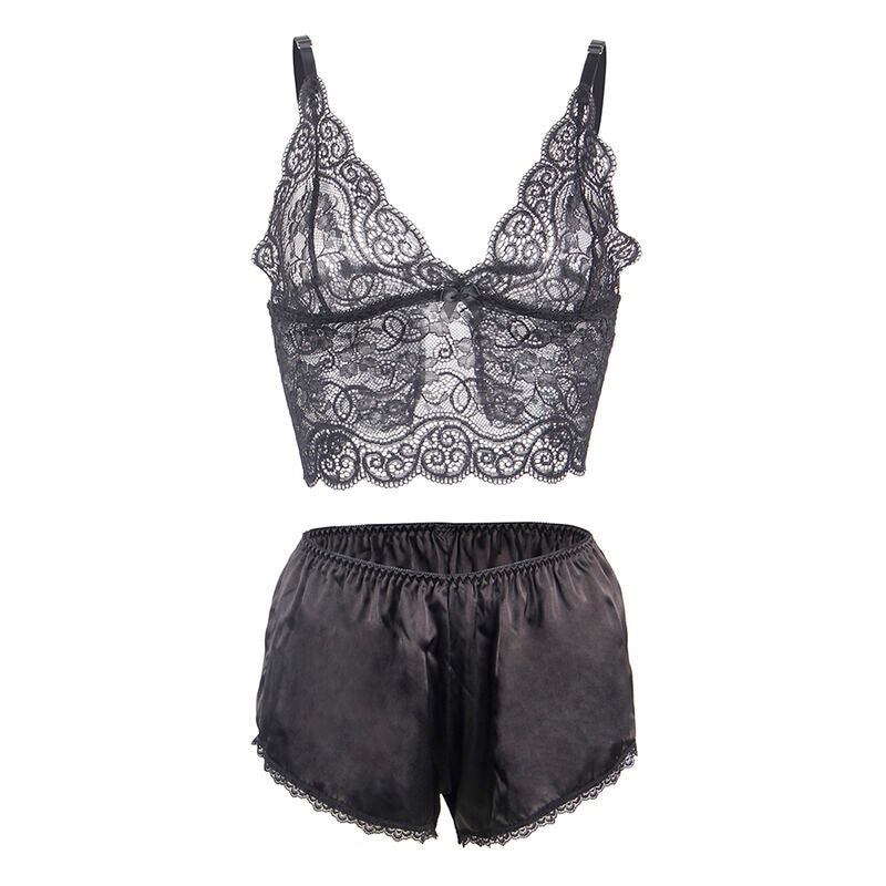 SUBBLIME - 953928 SET 3 PIEZAS ENCAJE Y SATEN NEGRO L/XL SUBBLIME SETS