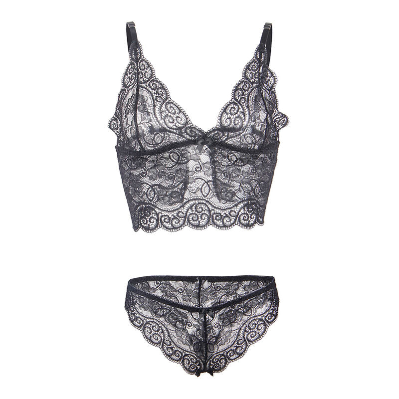 SUBBLIME - 953928 SET 3 PIEZAS ENCAJE Y SATEN NEGRO L/XL SUBBLIME SETS