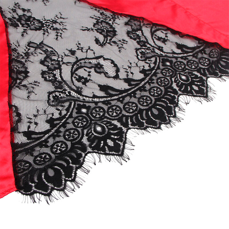SUBBLIME - 954024 CAMISON DE ENCAJE ESPALDA TRANSPARENTE + TANGA ROJO/NEGRO L/XL SUBBLIME SETS