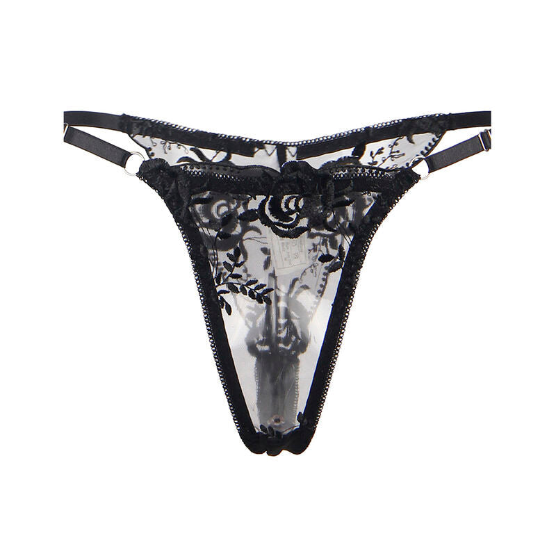 SUBBLIME - 945237 SUJETADOR + PANTIES CON LIGUERO DISEÑO FLORAL NEGRO S/M SUBBLIME SETS