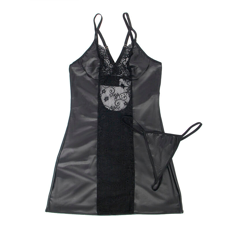 SUBBLIME - 954161 VESTIDO + TANGA CUERO NEGRO S/M SUBBLIME DRESSES