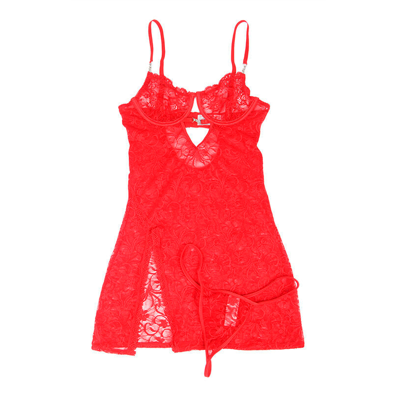 SUBBLIME - 954215 BABYDOLL DE ENCAJE CON TIRANTES AJUSTABLES ROJO L/XL SUBBLIME BABYDOLLS