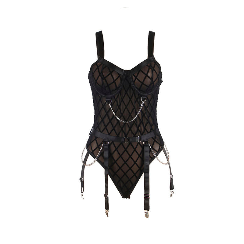 SUBBLIME - 954260 BODY CON CADENAS + LIGUEROS NEGRO S/M SUBBLIME BODIES